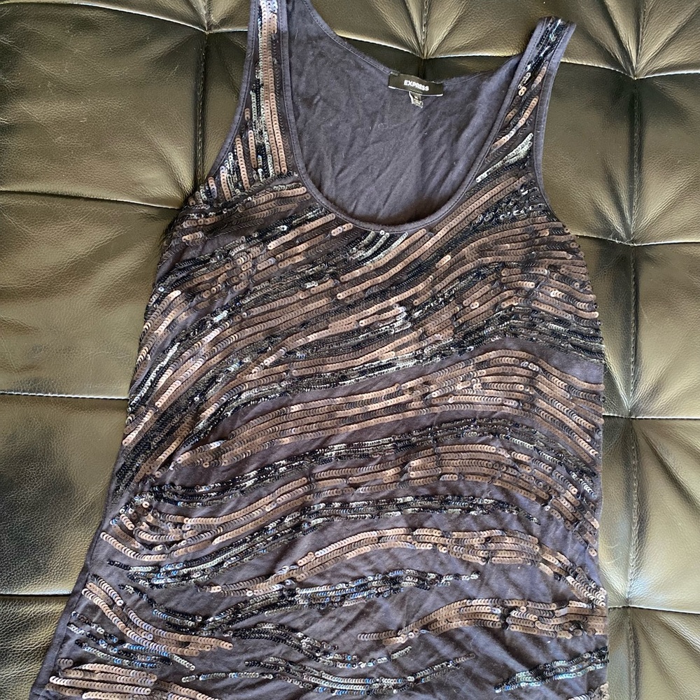 Black Sequin Tank Top